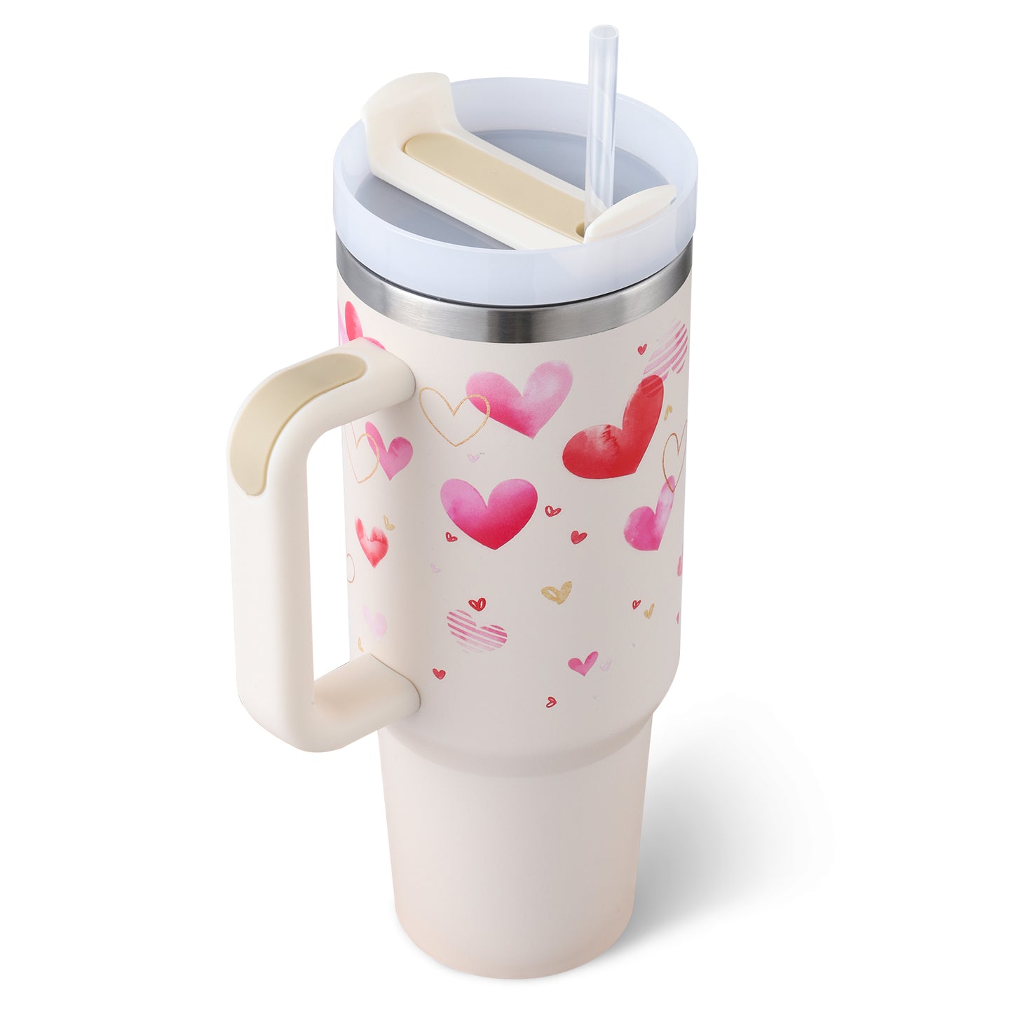 Valentines Day Gift Thermal Mug 40oz Straw Coffee Insulation Cup With Handle Portable Car Stainless Steel Mug