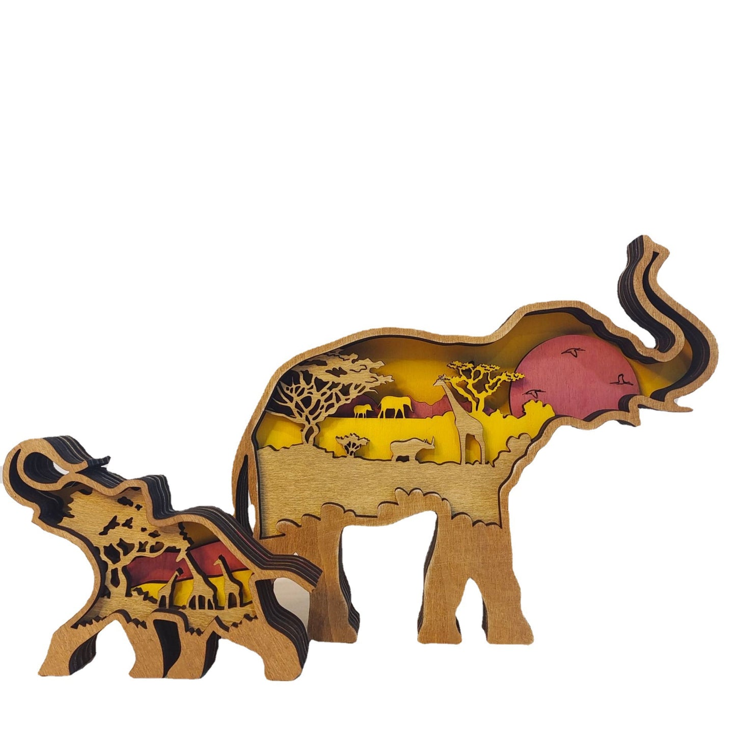 Wooden Carved Elephant Creative Home Decoration