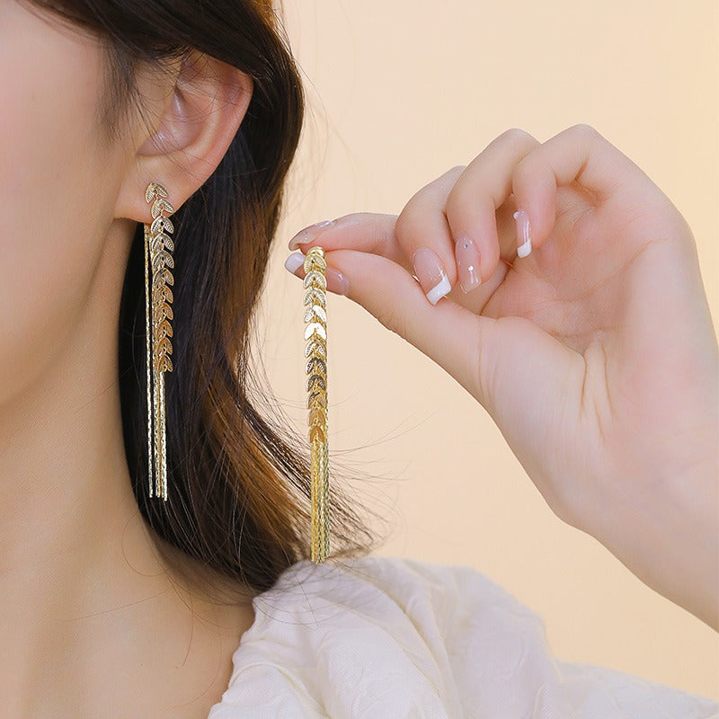 Long Fringe Earrings Dual-wear Women