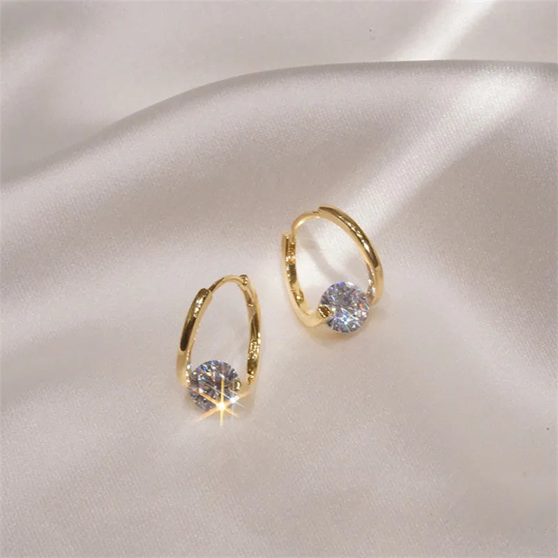 New Simple Single Zirconia Earrings For Women Girls Korean Style Delicate Chic Jewelry Earings Wholesale