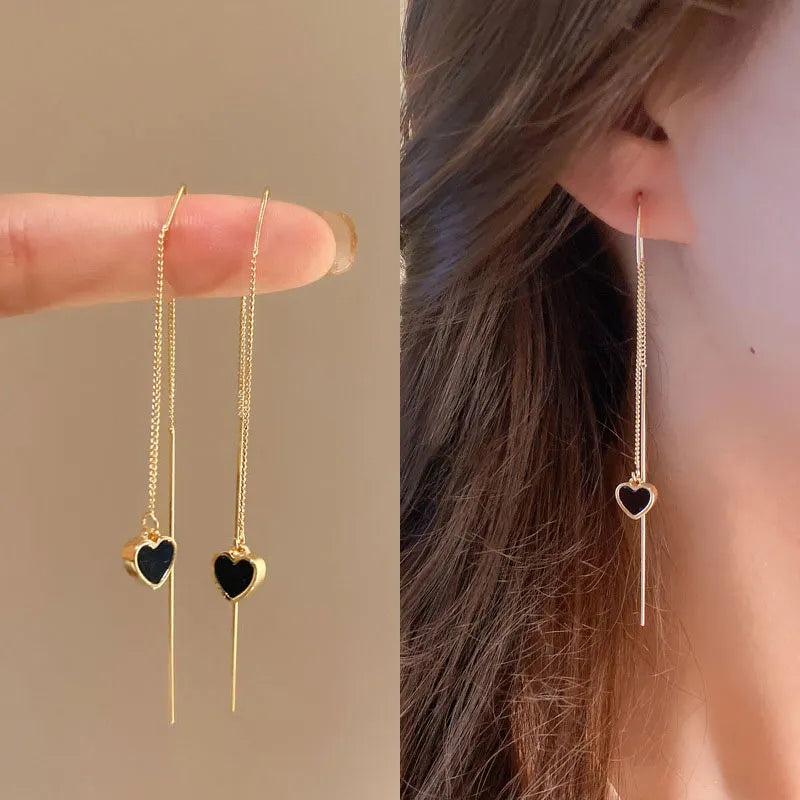 Long Hanging Earrings Gold Color.