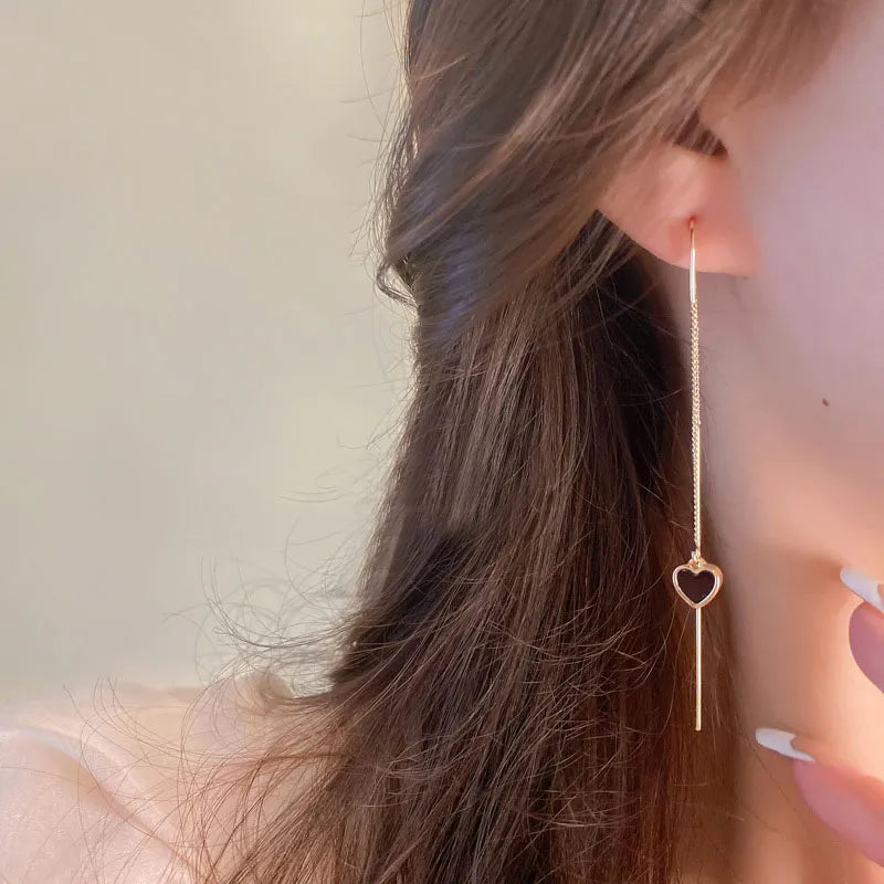 Long Hanging Earrings Gold Color.