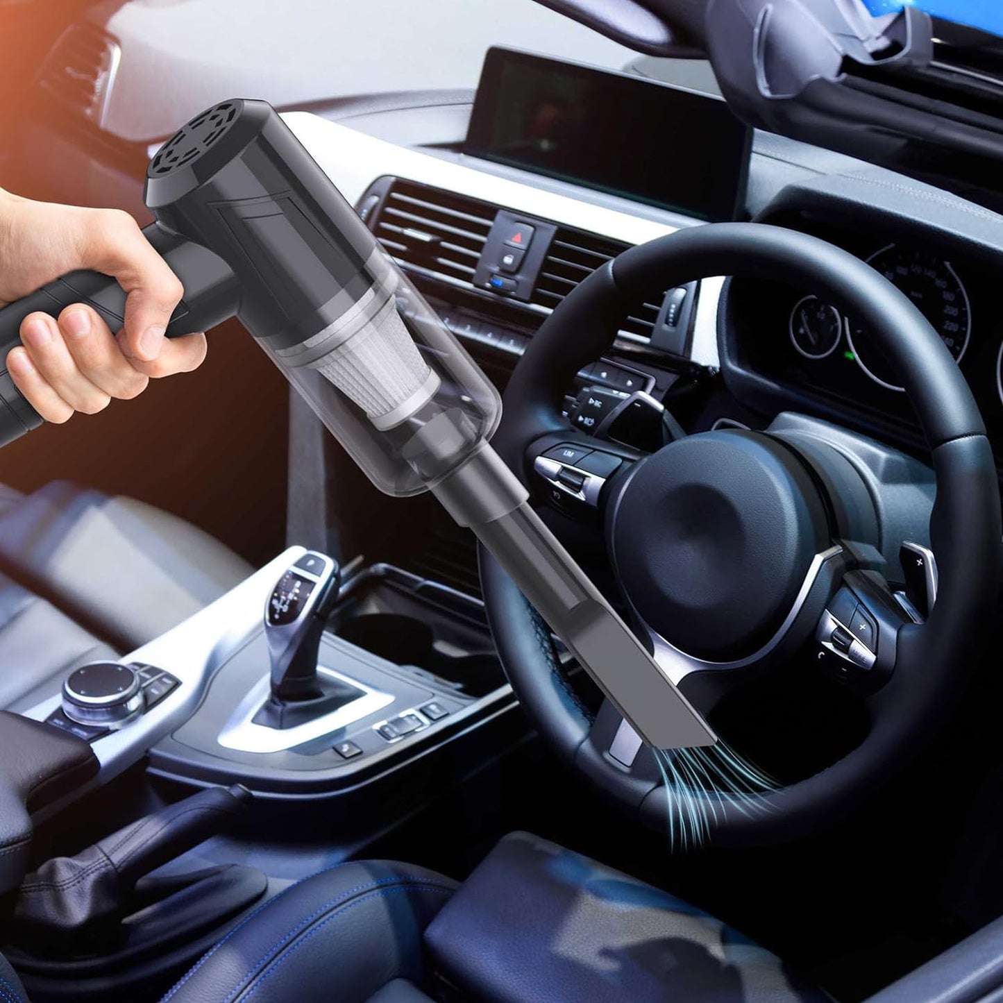 Vacuum Cleaner For Car Home Cleaning Cordless, Rechargeable 2 In 1  18000PA Suction  Lightweight Portable Black.