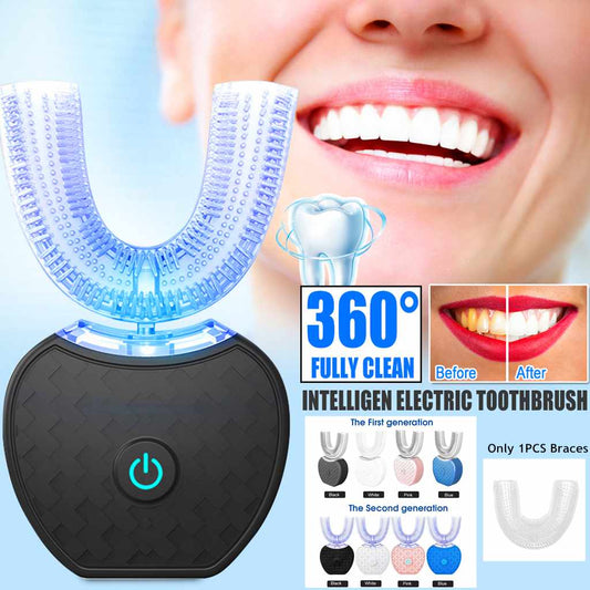 Toothbrush, Waterproof, U Type Whitening Blue Light, USB Charger.